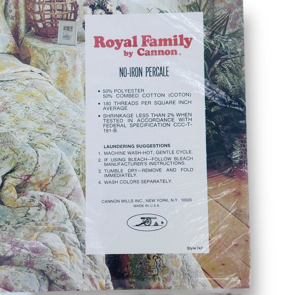 Vintage Cannon Royal Family Cotswolds Floral Twin Sheet Set No Iron Percale - Picture 6 of 6